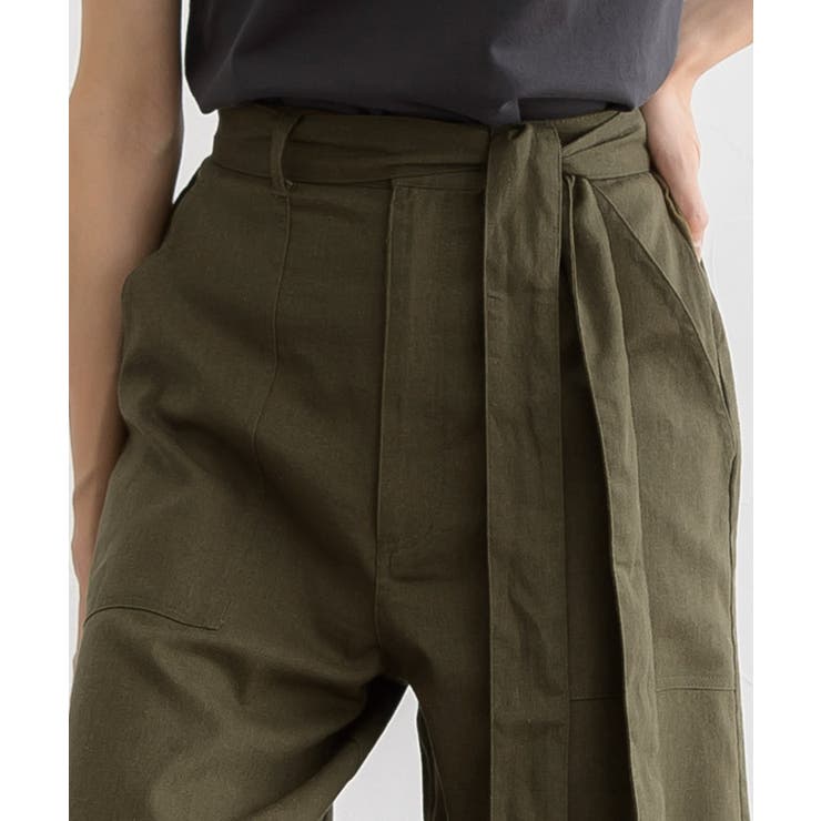 【CanCam8月号掲載アイテム】ウエストリボン付き 麻混ワイドパンツウエストリ… | Pierrot | 詳細画像4 