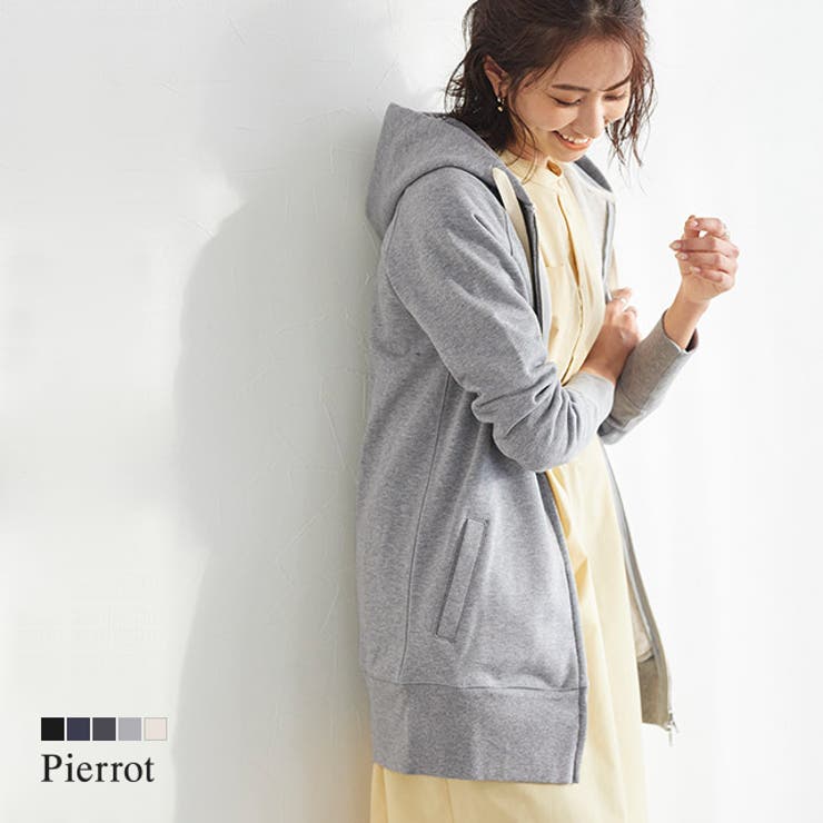 ロング丈ver 登場 スウェット素材 Wジップロング丈パーカー 品番 Prtw Pierrot ピエロ のレディース ファッション通販 Shoplist ショップリスト