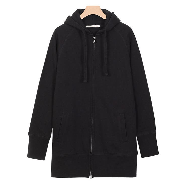 ブラック | ロング丈ver.登場！スウェット素材 Wジップロング丈パーカー | Pierrot