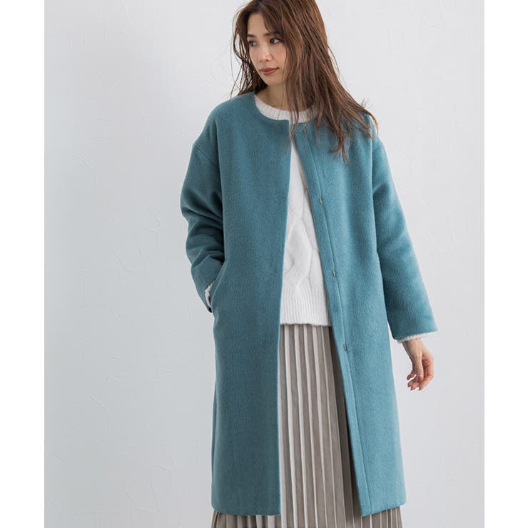 シャギーノーカラーコート コート シャギー[品番：PRTW0003927