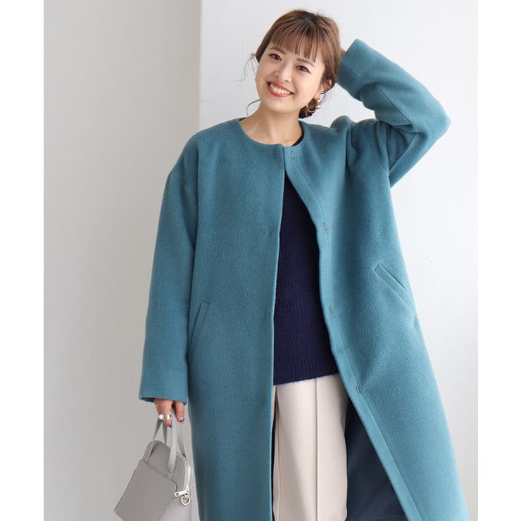 シャギーノーカラーコート コート シャギー[品番：PRTW0003927