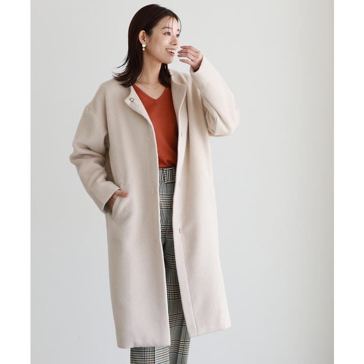 シャギーノーカラーコート コート シャギー[品番：PRTW0003927