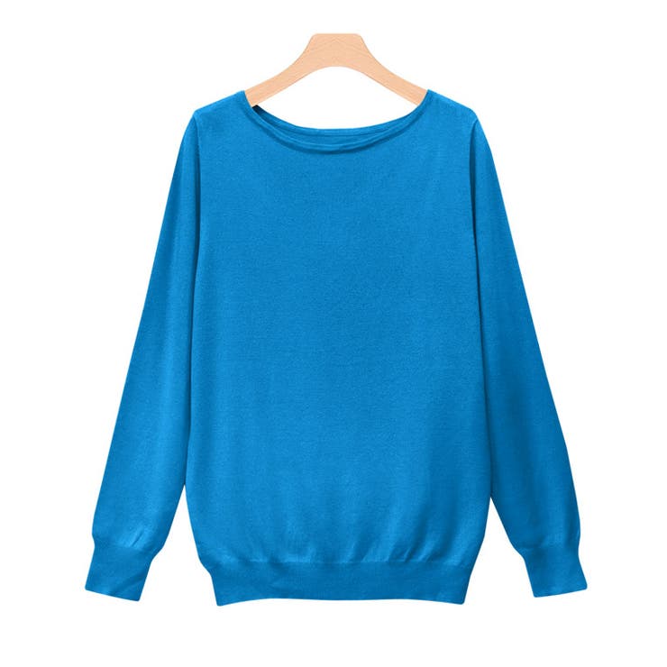 セルリアンブルー | ボートネックシルクタッチウォッシャブルニット ニット シルクタッチ | Pierrot