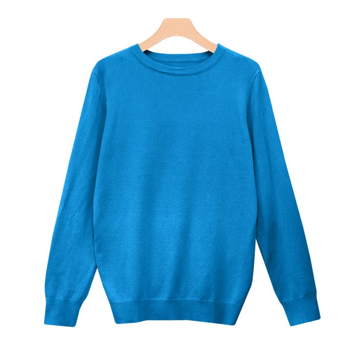 セルリアンブルー | クルーネックシルクタッチウォッシャブルニット ニット シルクタッチ | Pierrot