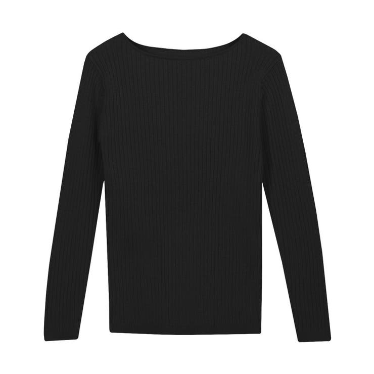 ブラック | 選べる綿混 リブニット ニット | Pierrot