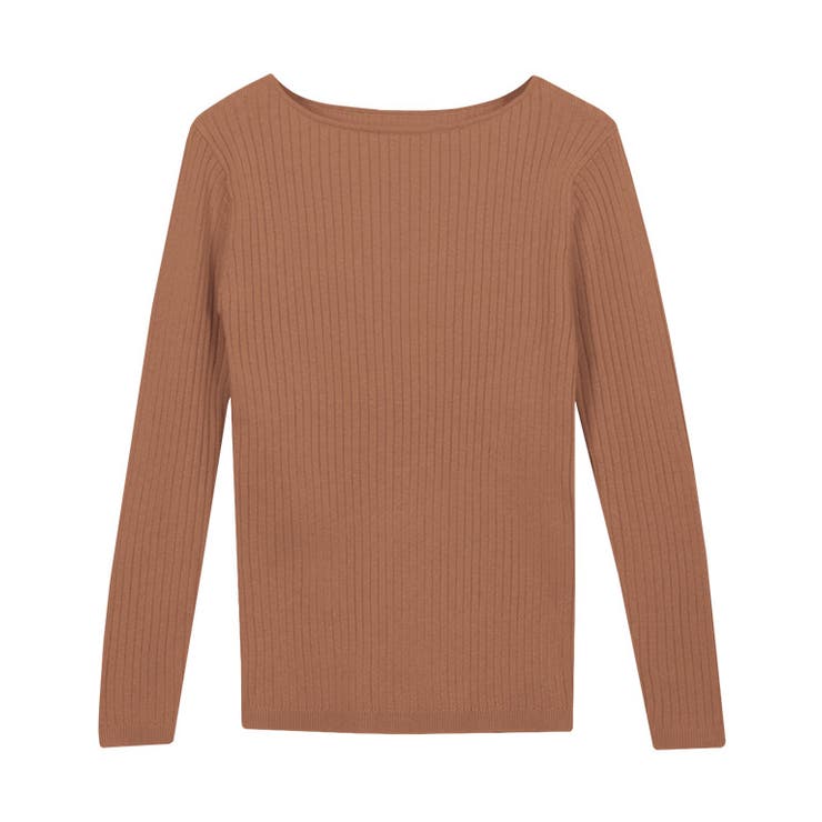 テラコッタオレンジ | 選べる綿混 リブニット ニット | Pierrot