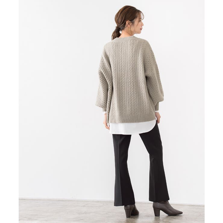 キーネックケーブルニット キーネック ケーブルニット リブニット ドルマンスリ | Pierrot | 詳細画像6 