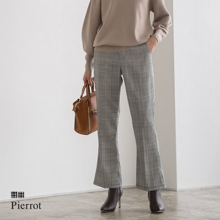 チェック柄セミフレアパンツ パンツ チェック チェック柄 セットアップ | Pierrot | 詳細画像1 