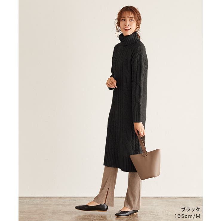 ANAYI ケーブルニットワンピース カシミヤ混 インナー付き アナイ 36