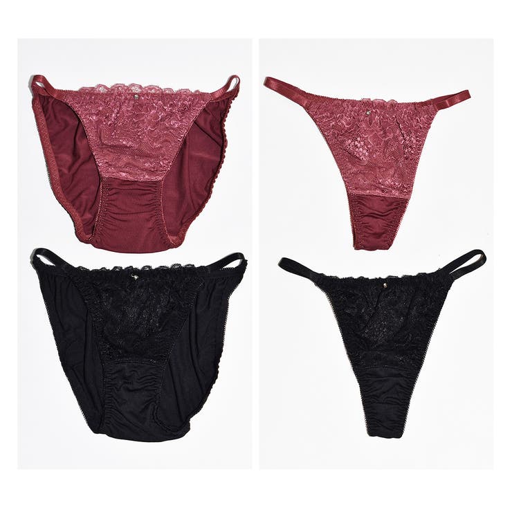 マットサテンクラシカルレースブラ&ショーツセット セクシー