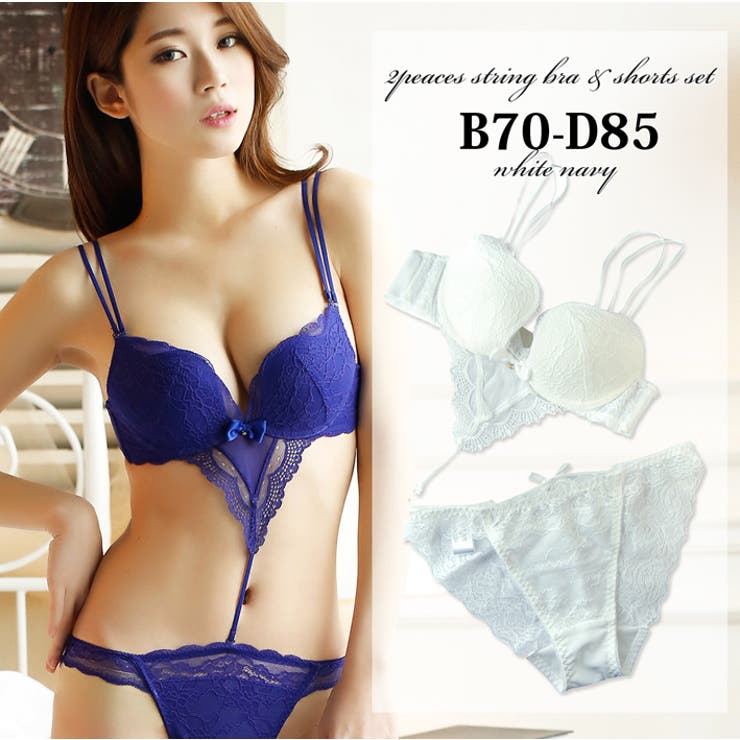 2ピースストリングブラ＆ショーツセットセクシーランジェリー下着 下着セット刺繡 | PINK PINK PINK | 詳細画像1 