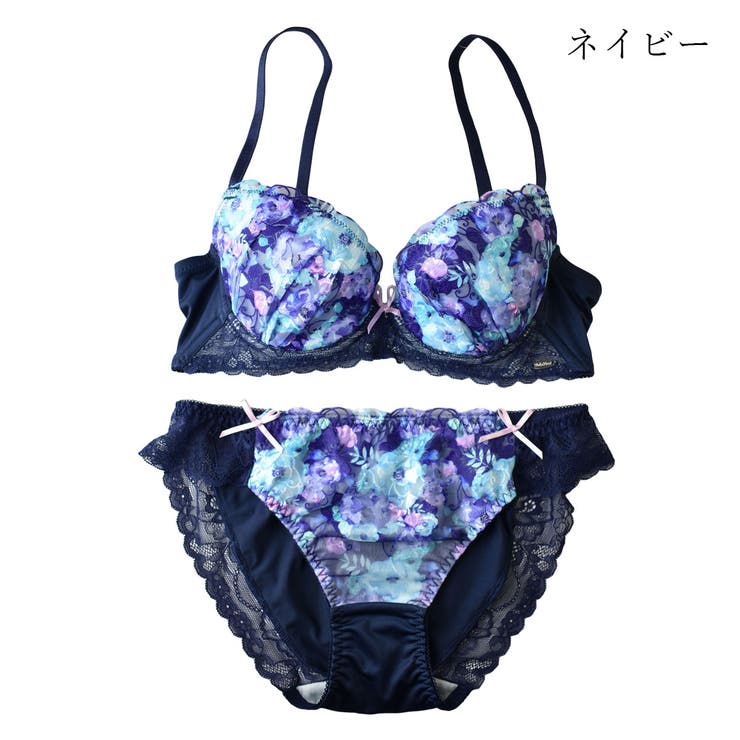 ネイビー | Dolcefiora ブライアローズブラ＆ショーツセット セクシーランジェリー | PINK PINK PINK