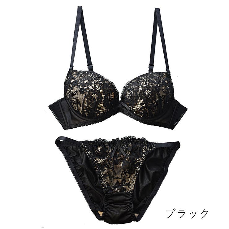 ブラック | Fairy ヌーディレースブラ＆ショーツセット ep-mark 2022 | PINK PINK PINK