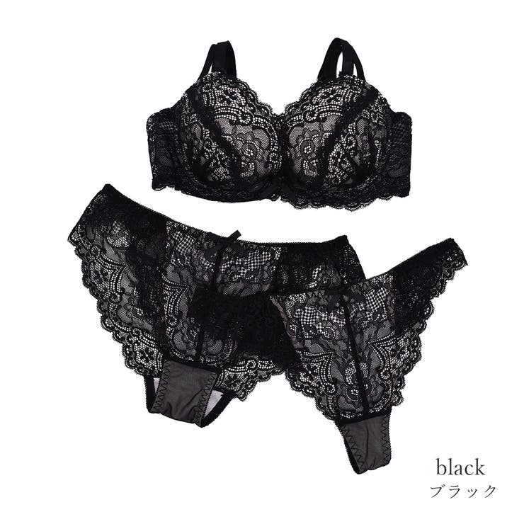 ブラック | ヌーディカバーレースブラ＆ショーツセット | PINK PINK PINK