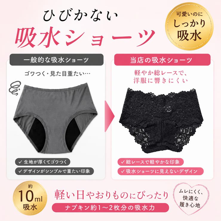 3枚セット 吸水ショーツ 総レース | PINK PINK PINK | 詳細画像4 