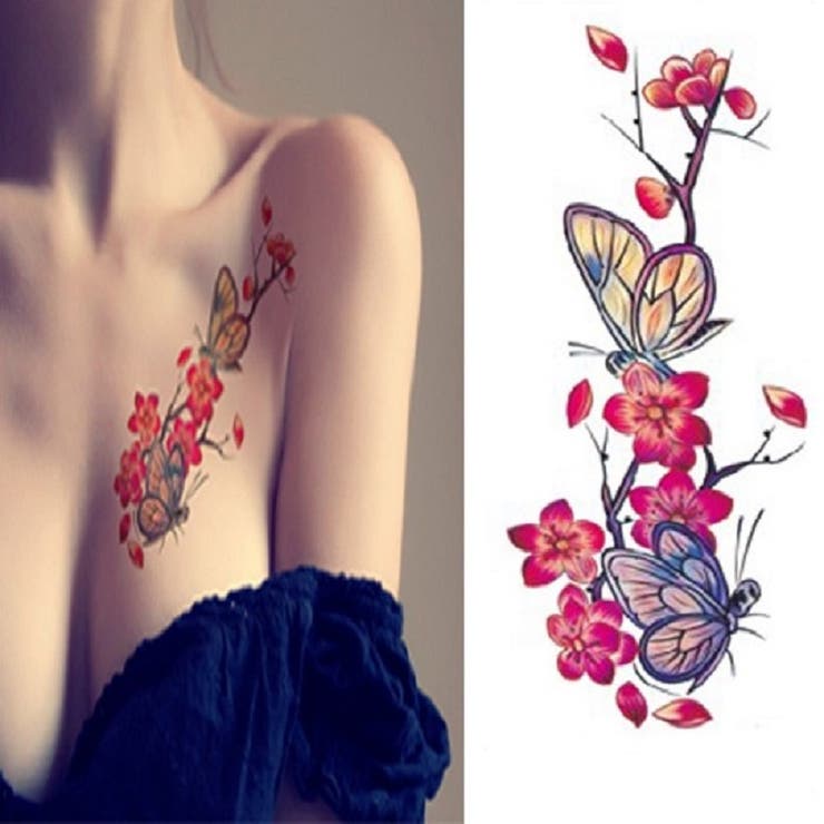 タトゥーシール 渋めカッコいい花＆蝶 ボディシール | Pinky&Refine | 詳細画像1 