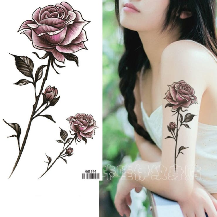 タトゥーシール 渋い紫セクシー薔薇 パープルローズ | Pinky&Refine | 詳細画像1 
