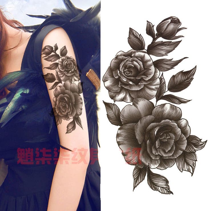 漆黒の薔薇 タトゥーシール モノトーン | Pinky&Refine | 詳細画像4 