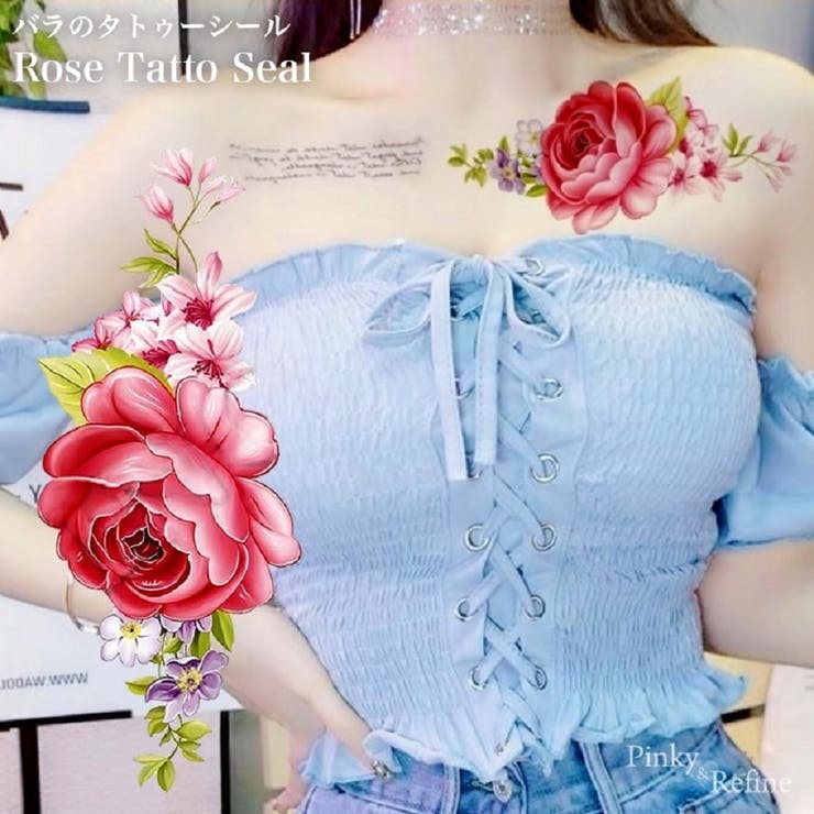 可憐なセクシー華 薔薇 タトゥーシール | Pinky&Refine | 詳細画像1 