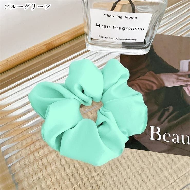 シュシュ ヘアゴム ブルー/グリーン