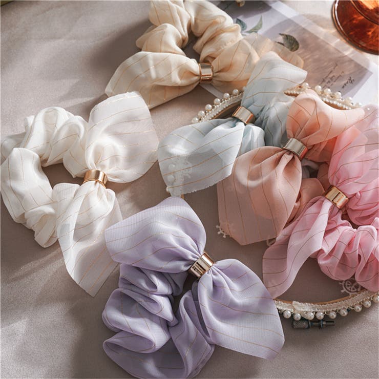 リボン付きシュシュ ヘアゴム 髪留め | PlusNao | 詳細画像5 