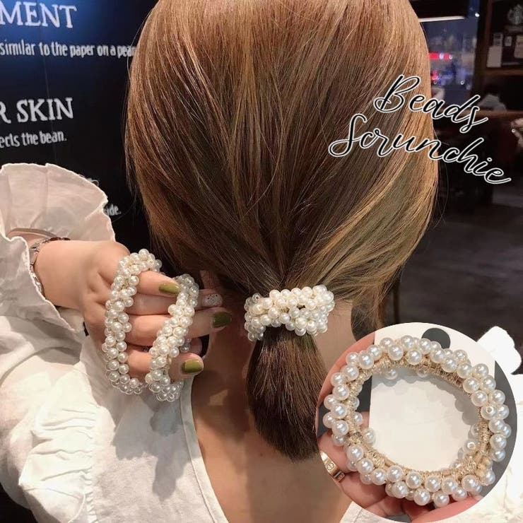 ヘアゴム ビーズシュシュ ヘアアクセサリー