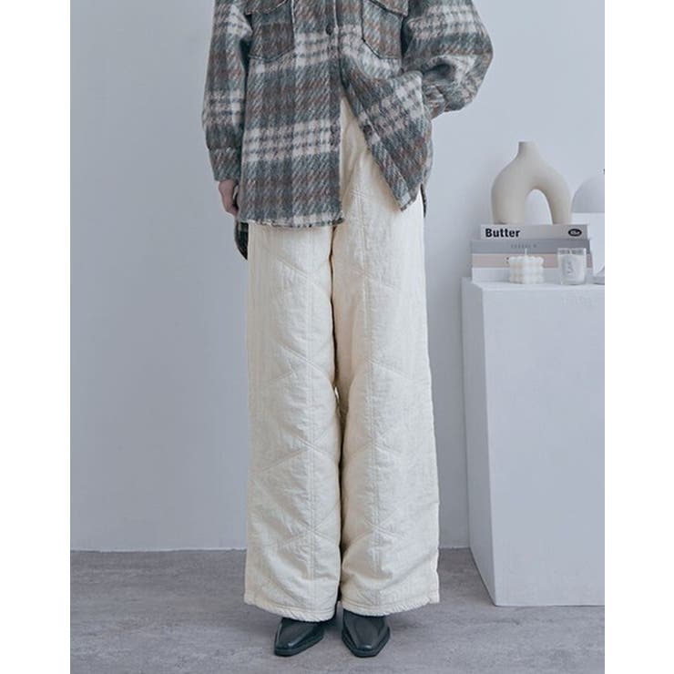 中綿キルトワイドパンツ レディース ロングパンツ | PlusNao | 詳細画像2 