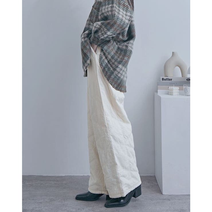 中綿キルトワイドパンツ レディース ロングパンツ | PlusNao | 詳細画像3 