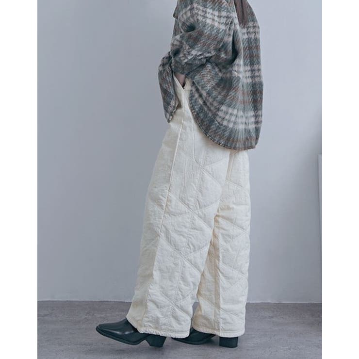 中綿キルトワイドパンツ レディース ロングパンツ | PlusNao | 詳細画像4 