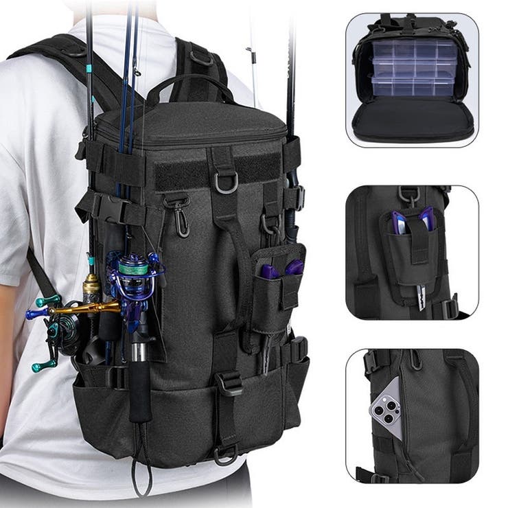 釣竿ホルダー付きフィッシングバッグ フィッシングバッグ 釣りバッグ | PlusNao | 詳細画像7 