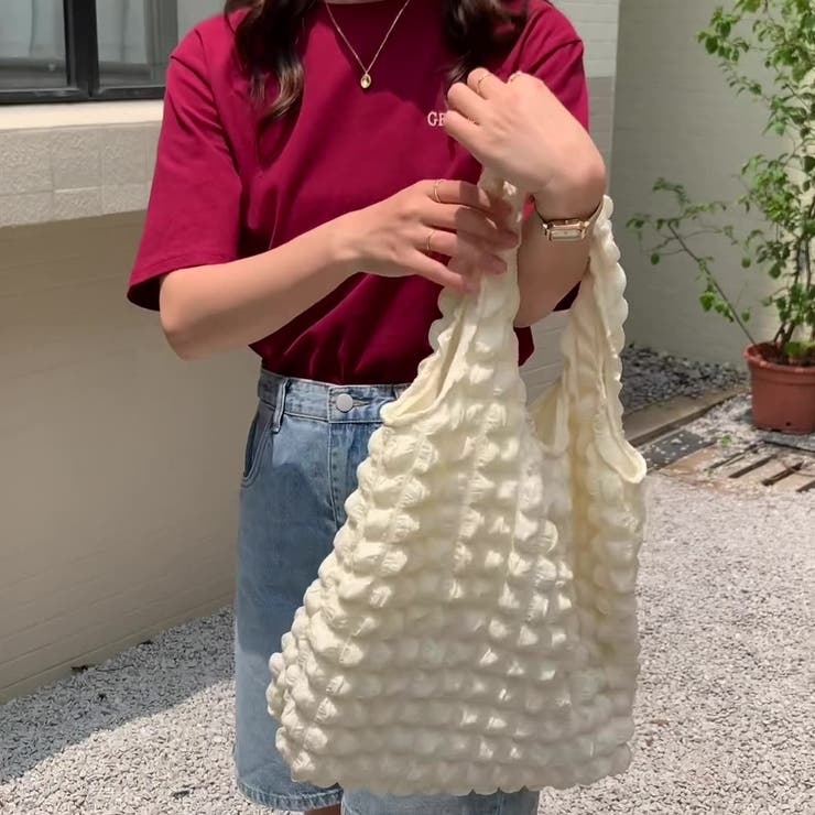 トートバッグ ポップコーンバッグ ワッフル風 | PlusNao | 詳細画像5 