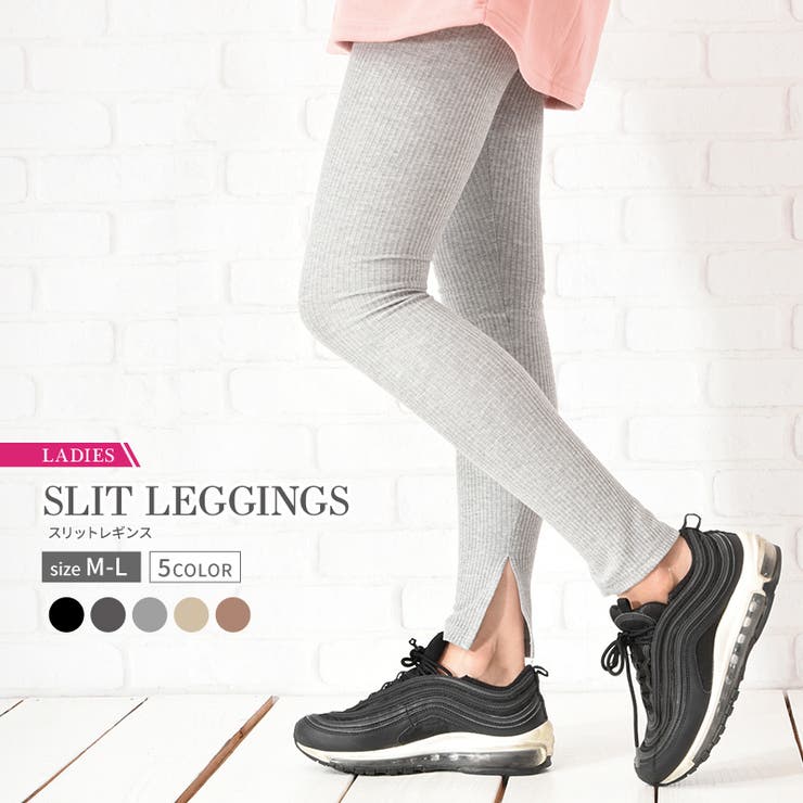 リブレギンス スリット レギンスパンツ | PlusNao | 詳細画像1 