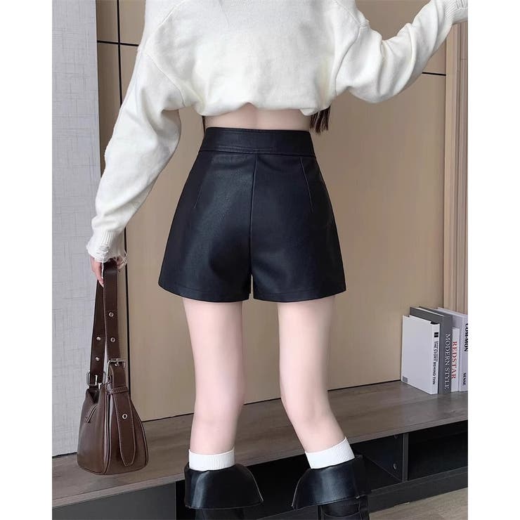 ショートパンツ キュロットパンツ レザー調 | PlusNao | 詳細画像4 