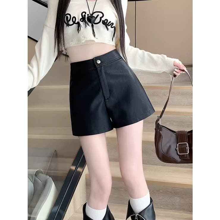 ショートパンツ キュロットパンツ レザー調 | PlusNao | 詳細画像6 