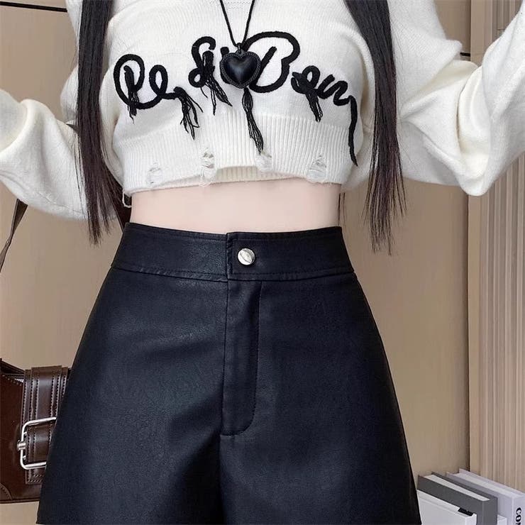 ショートパンツ キュロットパンツ レザー調 | PlusNao | 詳細画像8 