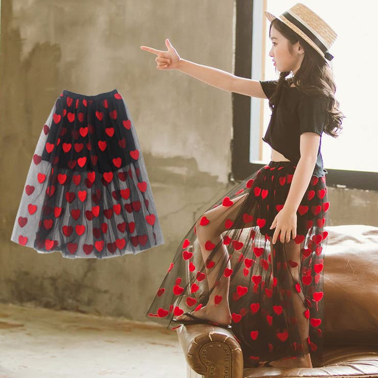 ロングスカート チュールスカート ショートパンツ付き[品番