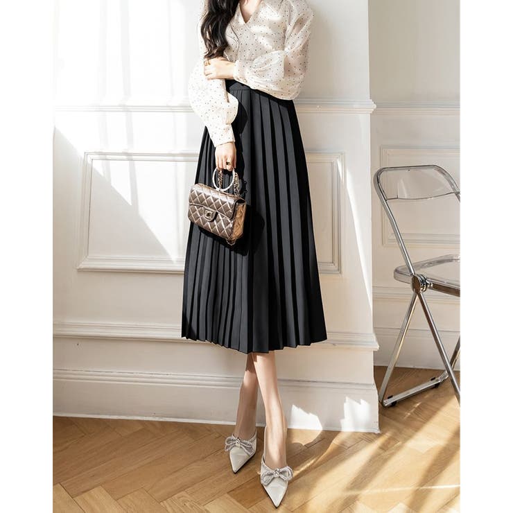 プリーツスカート ひざ丈スカート レディース[品番：FQ000147135