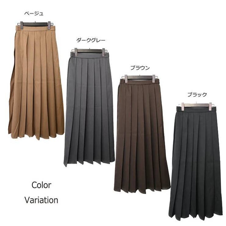 ダークグレー プリーツマキシスカート ツイルタックプリーツマキシ
