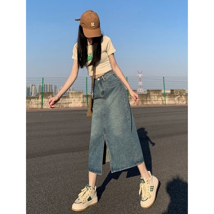 ロングスカート デニム ミモレ丈 | PlusNao | 詳細画像2 