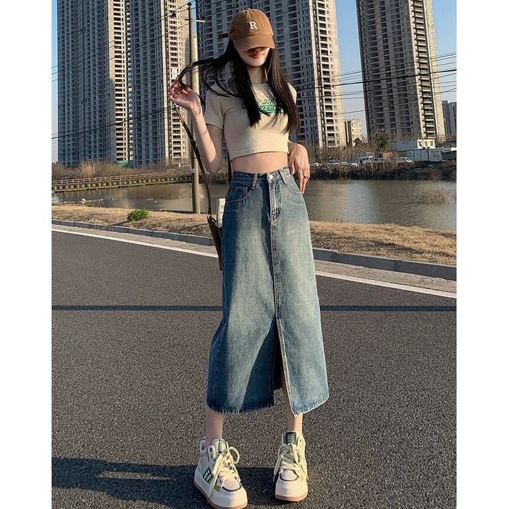 ロングスカート デニム ミモレ丈 | PlusNao | 詳細画像3 