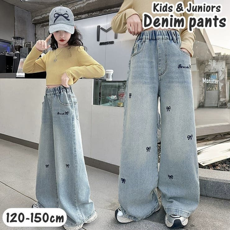 リボン刺繍デニムパンツ ジーパン ジーンズ | PlusNao | 詳細画像1 