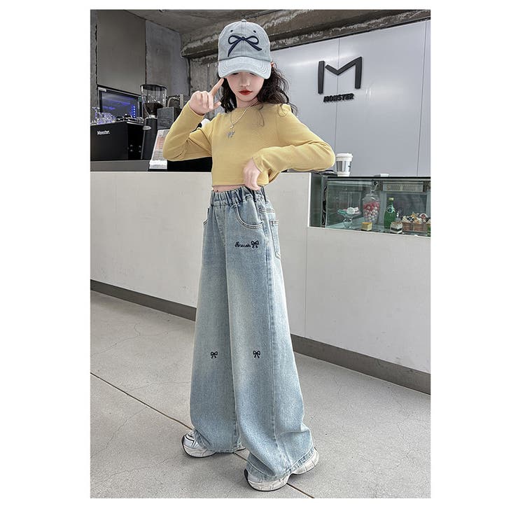 リボン刺繍デニムパンツ ジーパン ジーンズ | PlusNao | 詳細画像3 