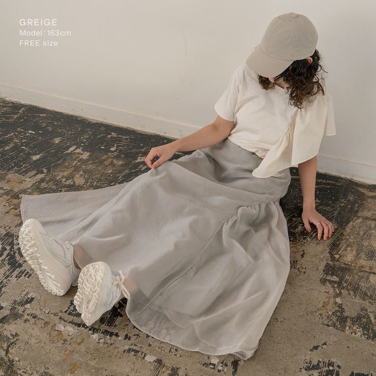 オーガンジーギャザーフレアスカート フレアスカート シアー | PlusNao | 詳細画像10 