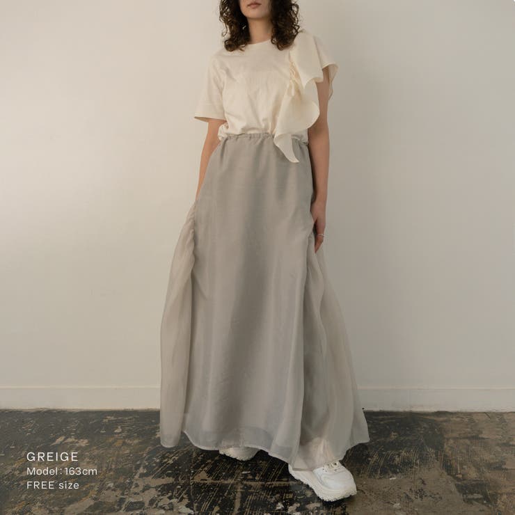 オーガンジーギャザーフレアスカート フレアスカート シアー | PlusNao | 詳細画像12 