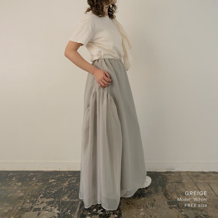 オーガンジーギャザーフレアスカート フレアスカート シアー | PlusNao | 詳細画像13 