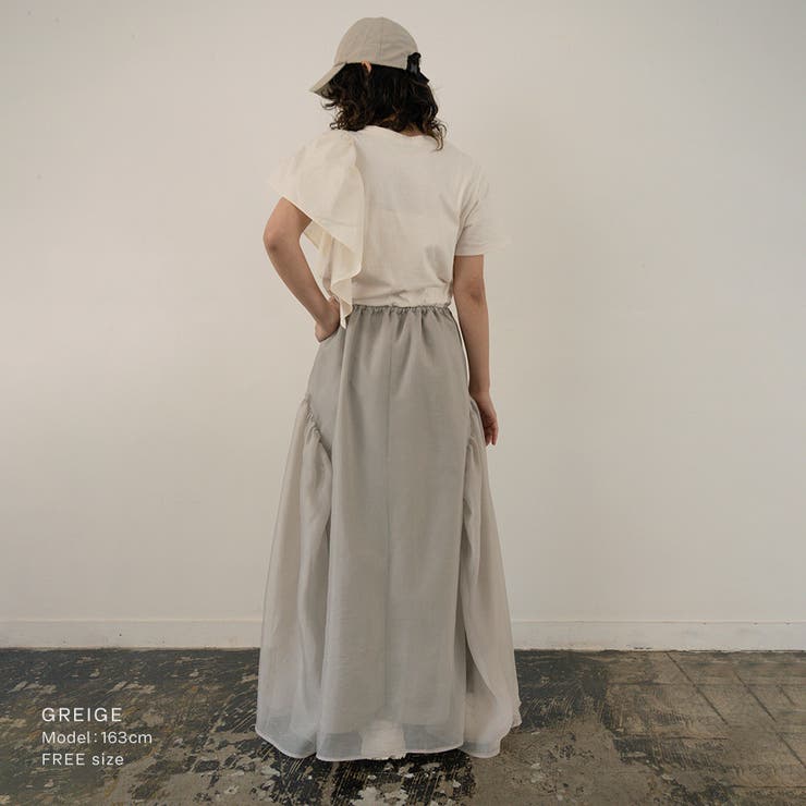 オーガンジーギャザーフレアスカート フレアスカート シアー | PlusNao | 詳細画像14 