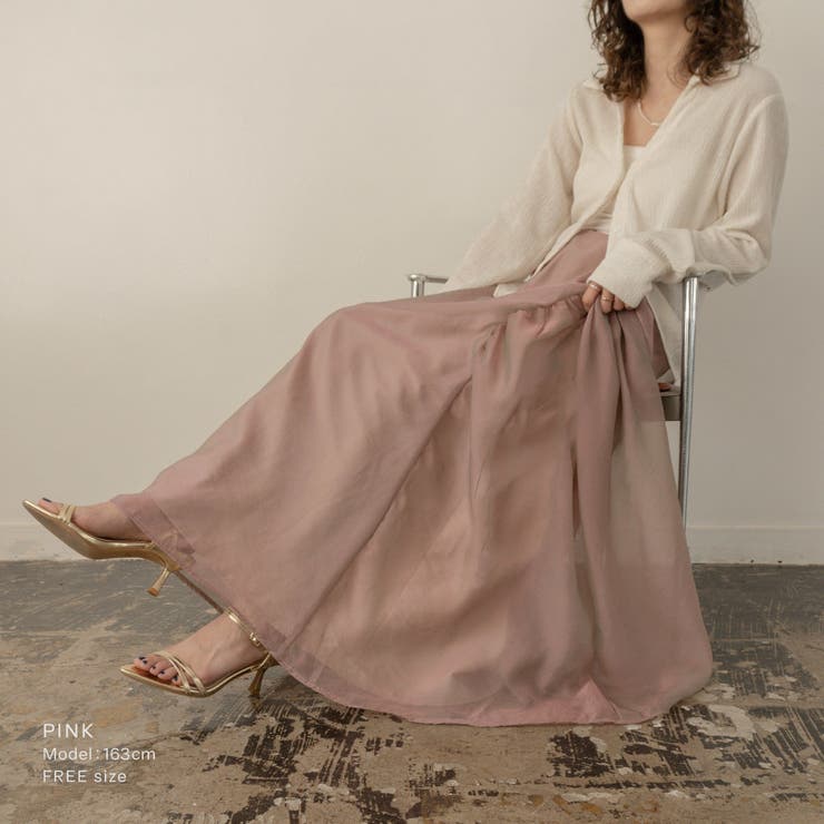 オーガンジーギャザーフレアスカート フレアスカート シアー | PlusNao | 詳細画像6 