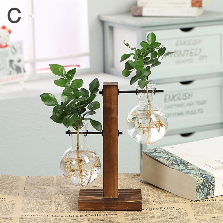 水耕栽培花瓶 木製スタンド付き インテリア小物 | PlusNao | 詳細画像9 
