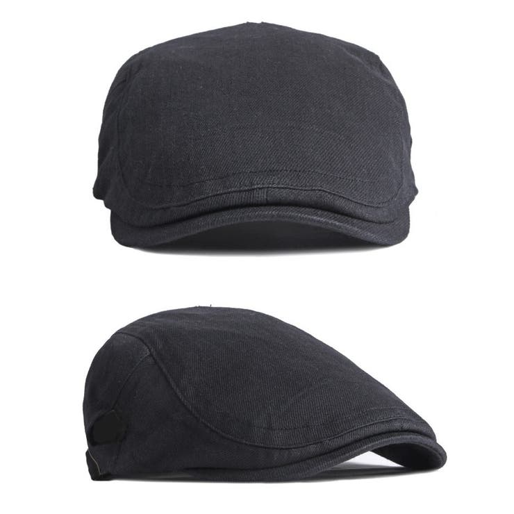 ハンチング 黒 ユニセックス - 帽子