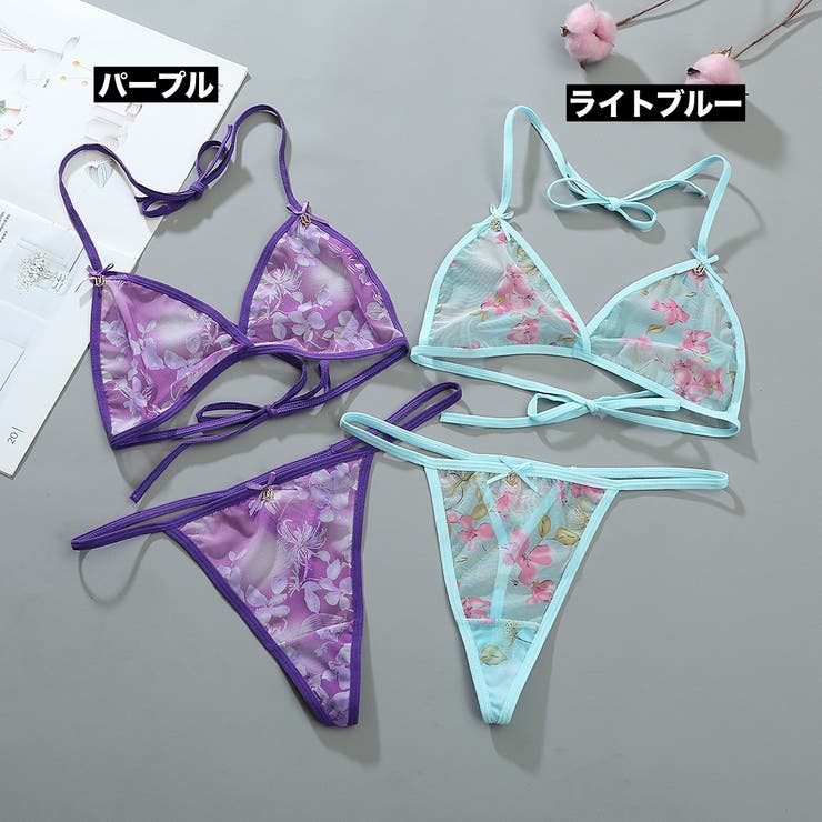 三角ブラ Tバックショーツ 2点セット[品番：FQ000226039